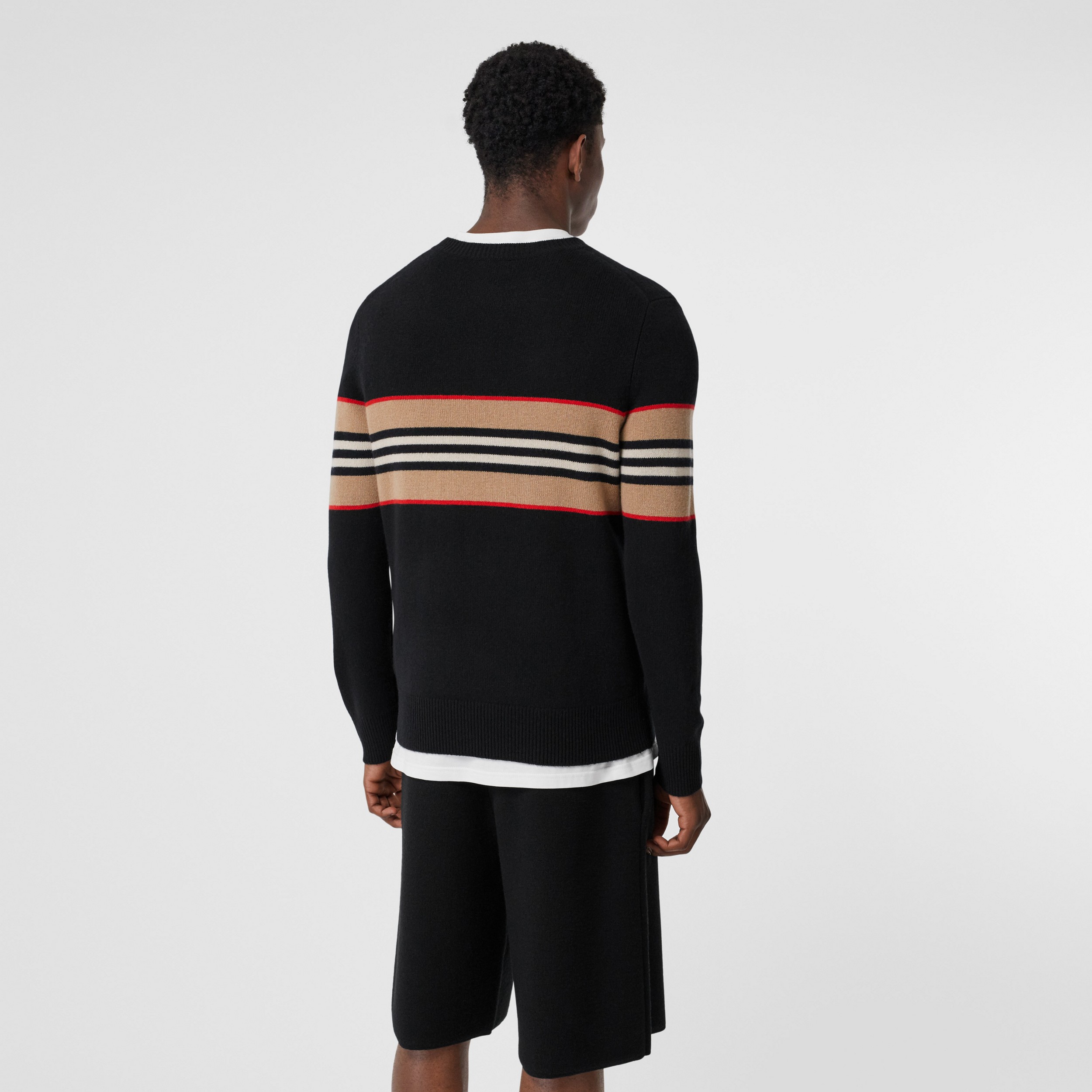 Icon Stripe Detail Cashmere Sweater in Black - Men | Burberry United States