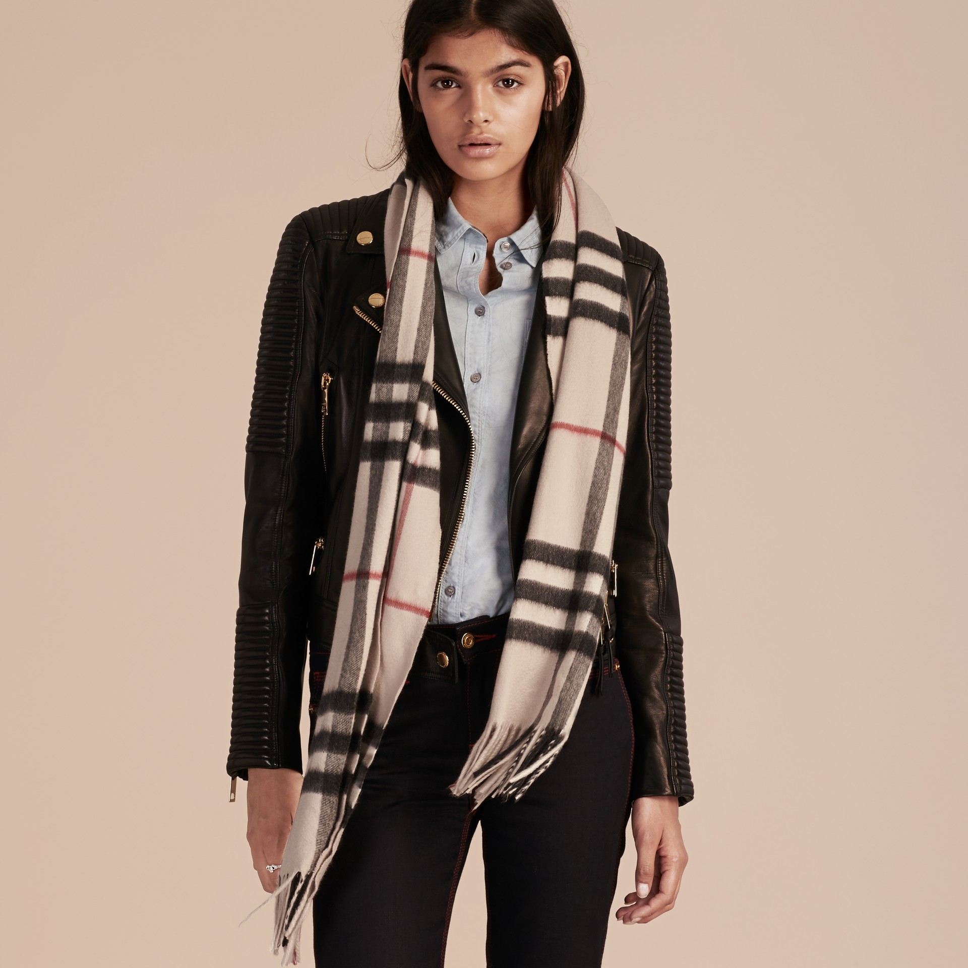 The Classic Check Cashmere Scarf in Stone | Burberry United States