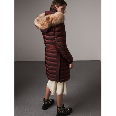 burberry fur trim puffer coat