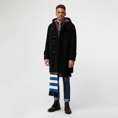 black duffle coat with hood