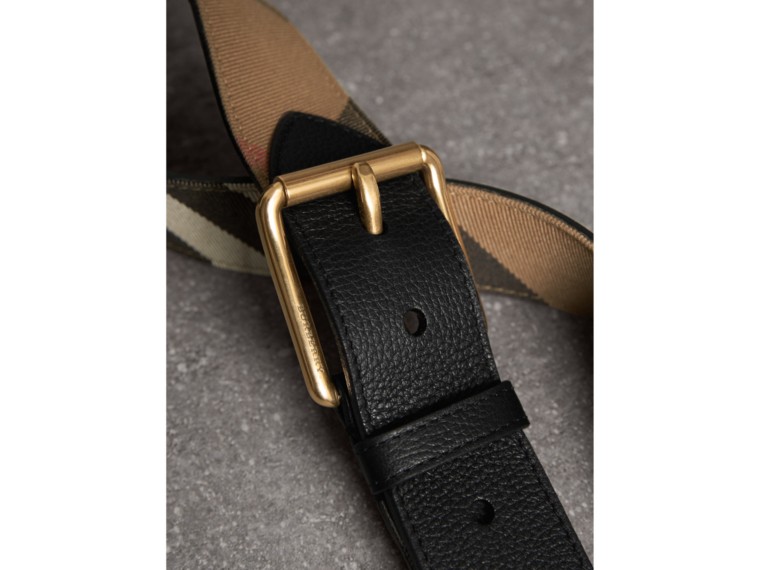 House Check and Leather Belt in Black - Men | Burberry United States