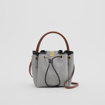 Canvas and Leather Bucket Bag 