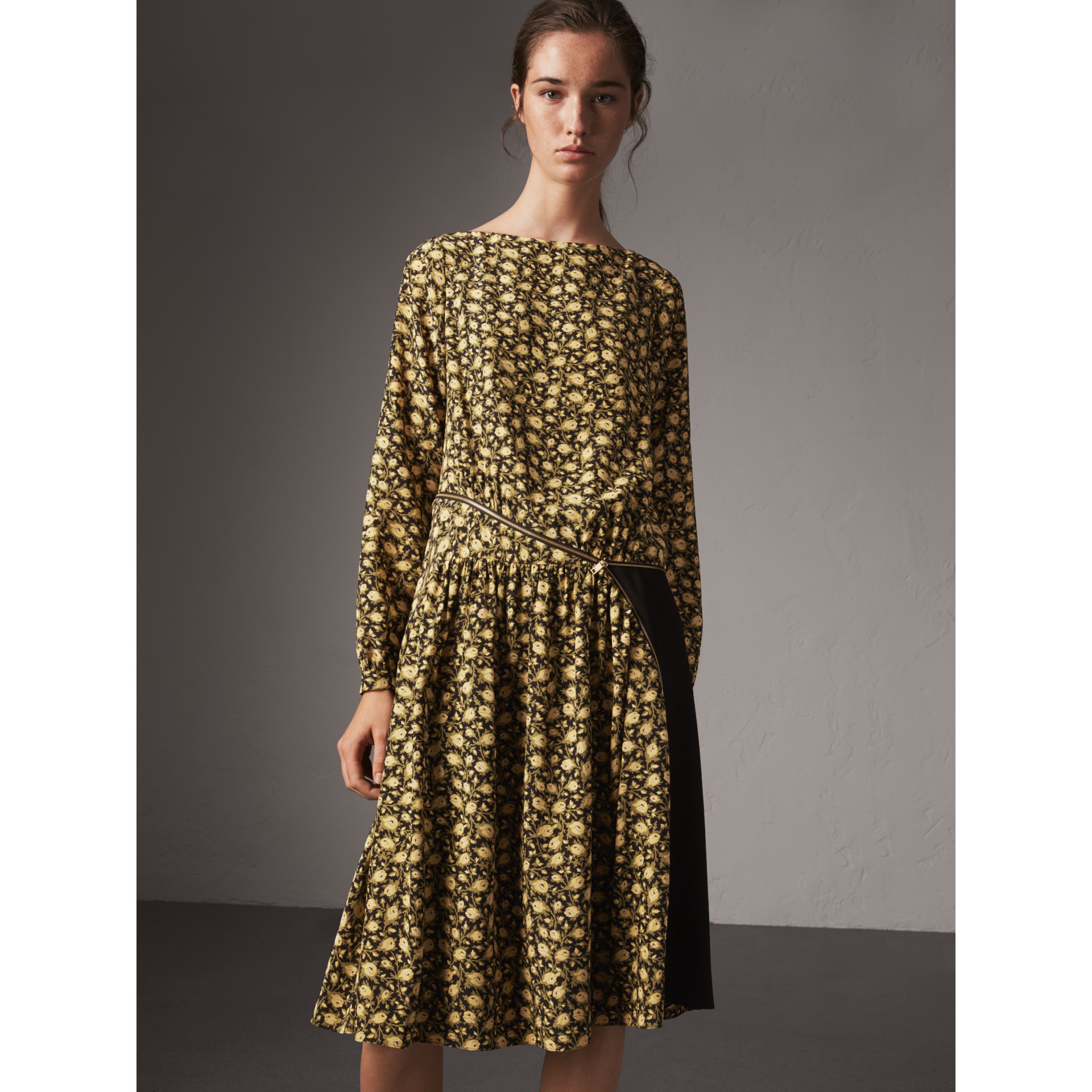 silk floral gown