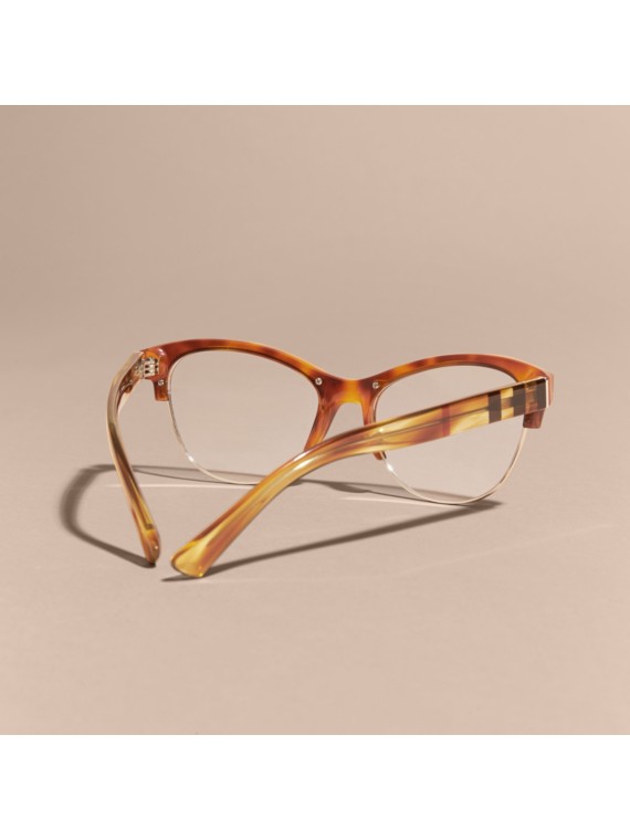 Half-rimmed Cat-eye Optical Frames Light Russet Brown ...