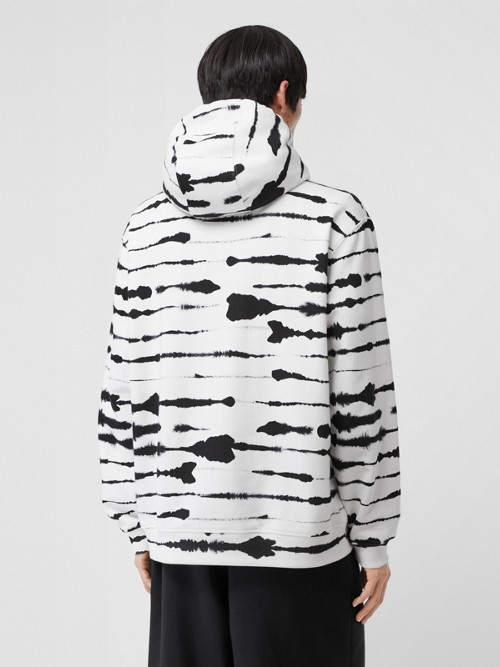 BURBERRY Logo Appliqué Watercolour Print Cotton Hoodie