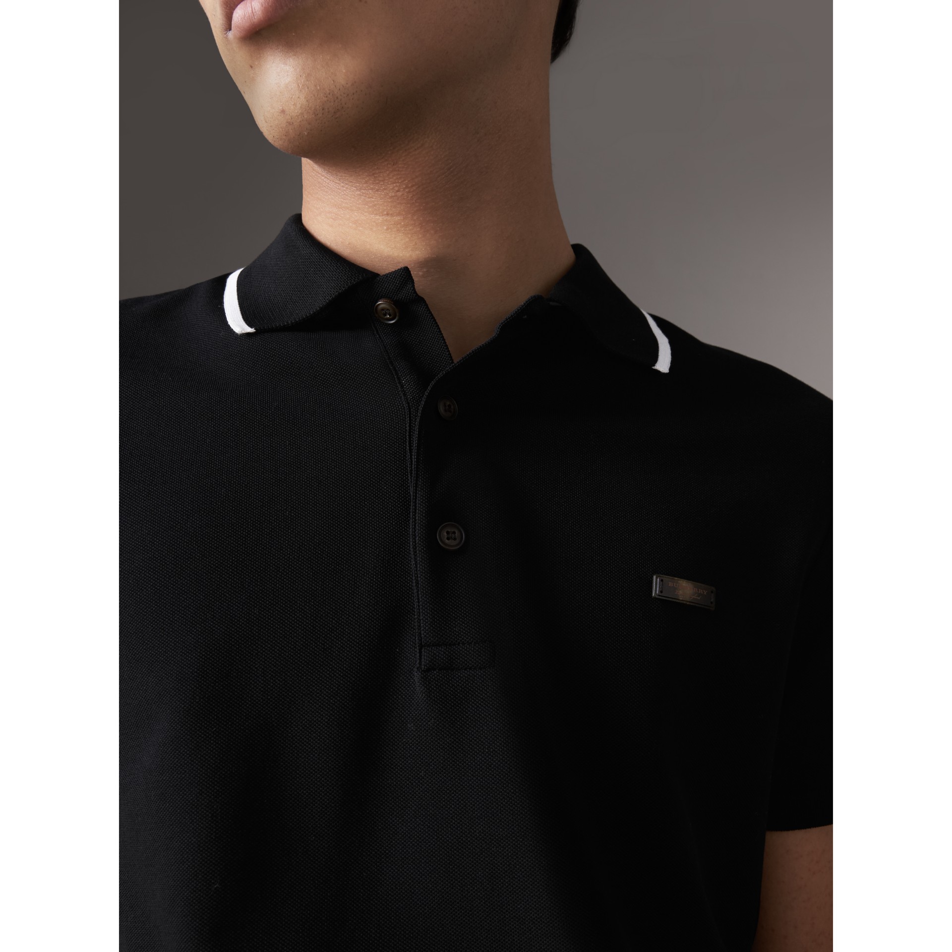 mens black burberry polo shirt