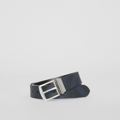 burberry reversible london check and leather belt