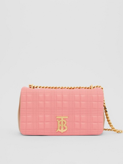 BURBERRY SMALL QUILTED TWO-TONE LAMBSKIN LOLA BAG