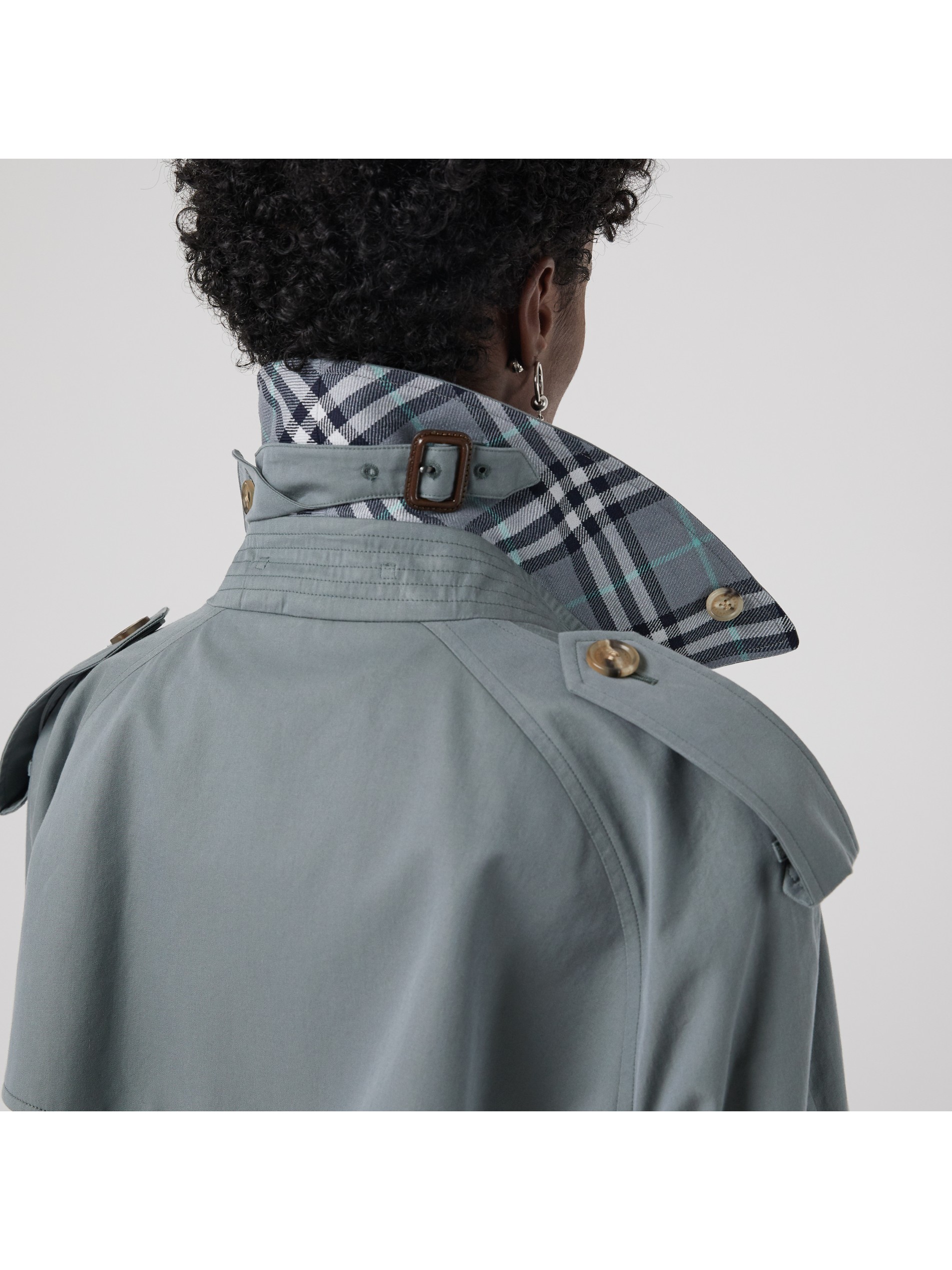 羊毛内衬轻薄嘎巴甸 trench 风衣 (暗雅蓝色) - 女士 | burberry