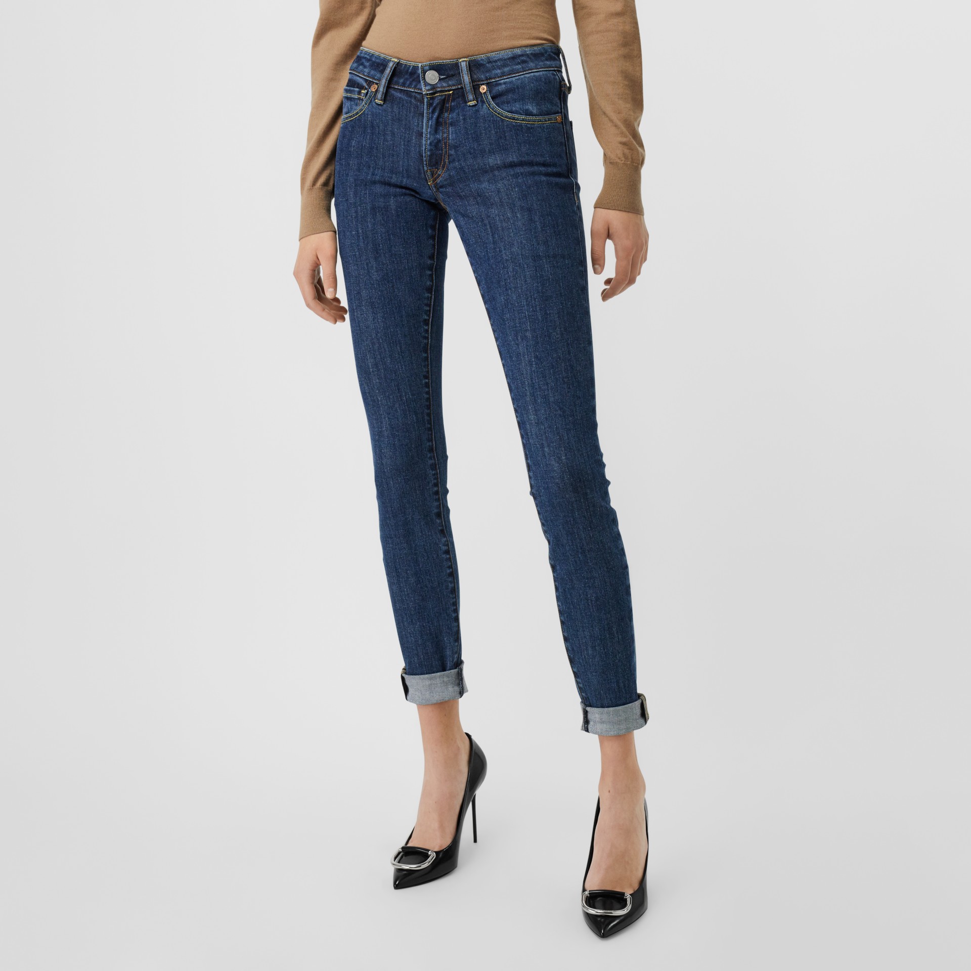 Skinny Fit Japanese Denim Jeans in Blue Women Burberry United Kingdom