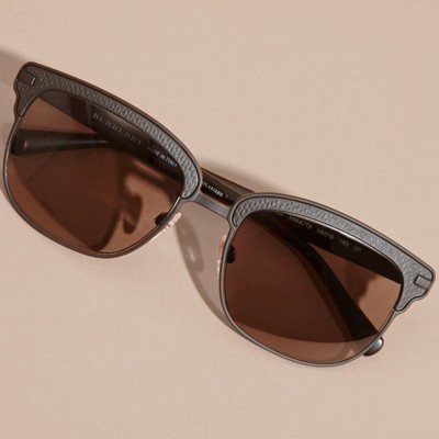 Textured Front Square Frame Sunglasses In Black - Men | Burberry United ...