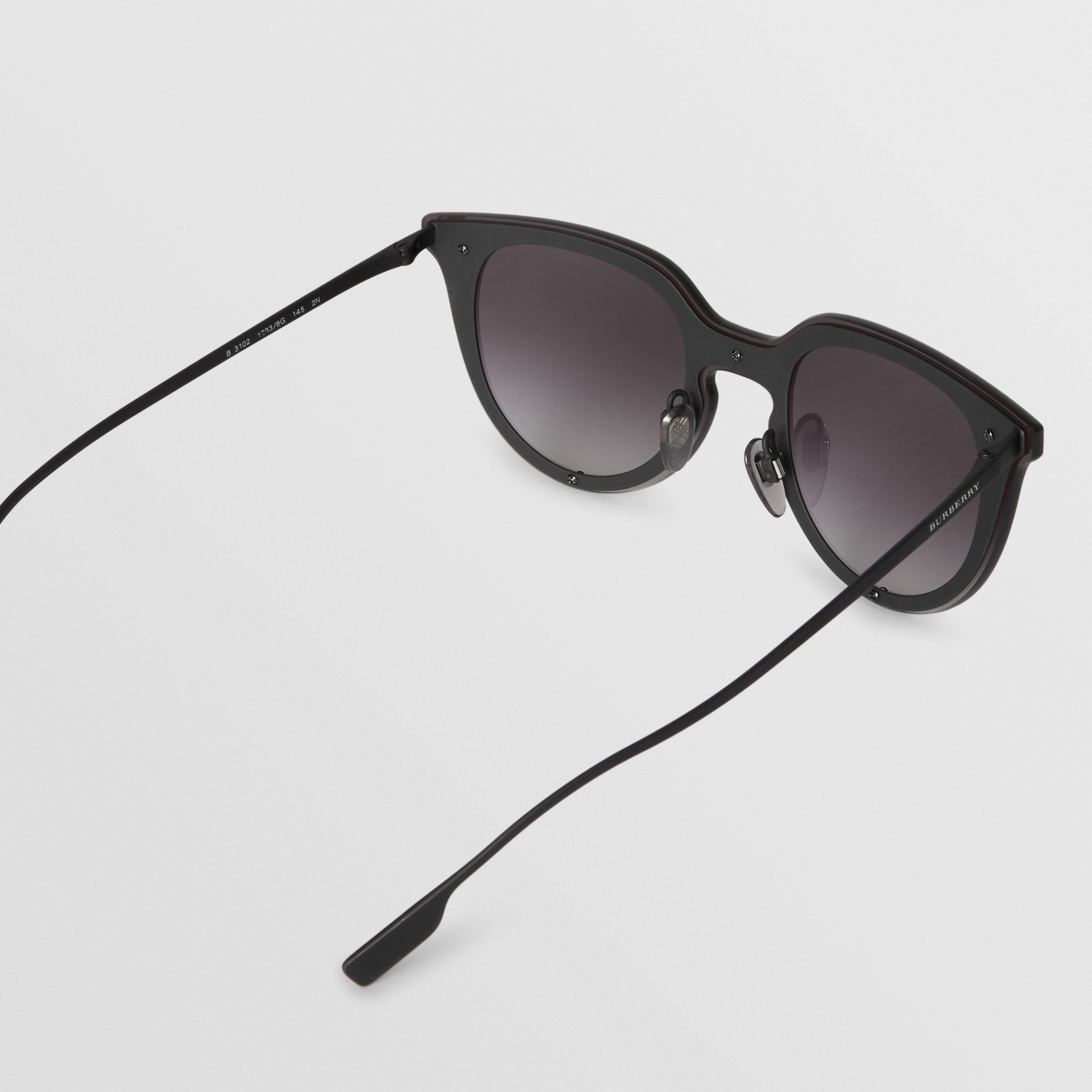 Keyhole Round Frame Shield Sunglasses in Black Women Burberry