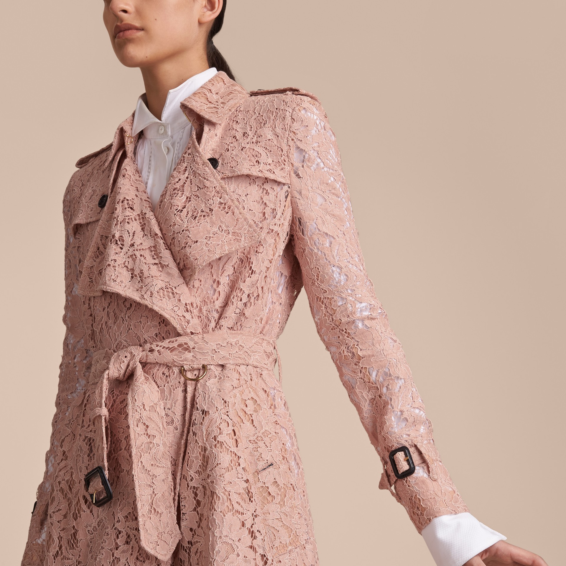 Burberry Prorsum Cotton Victorian Lace Trench Coat In Purple Lyst Gallery