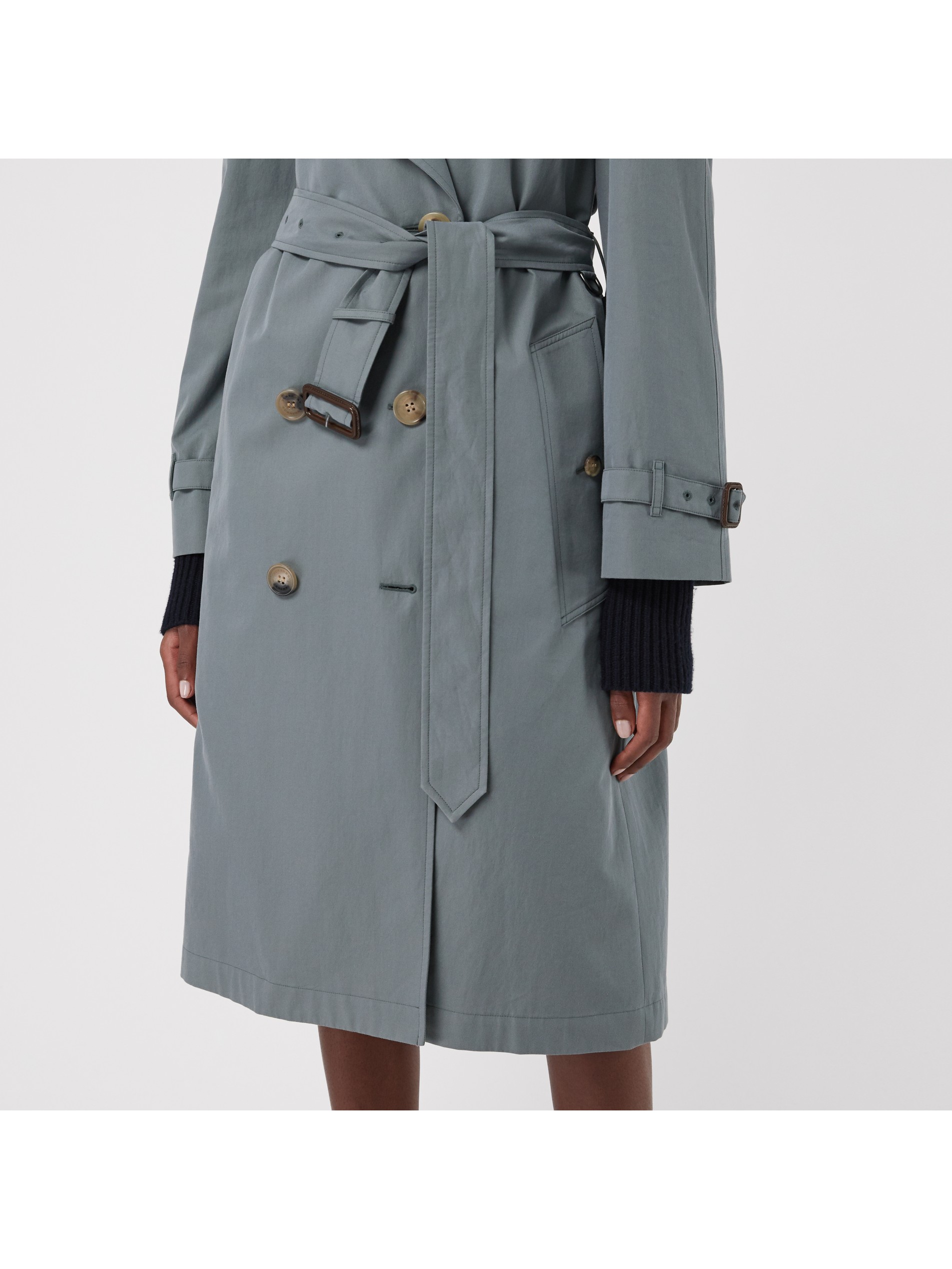 羊毛内衬轻薄嘎巴甸 trench 风衣 (暗雅蓝色) - 女士 | burberry