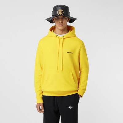 Logo Print Cotton Hoodie in Canary 