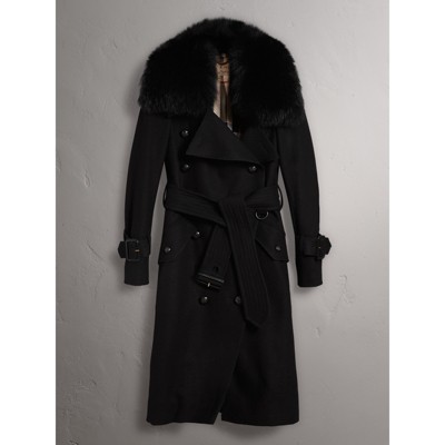 burberry fur collar coat