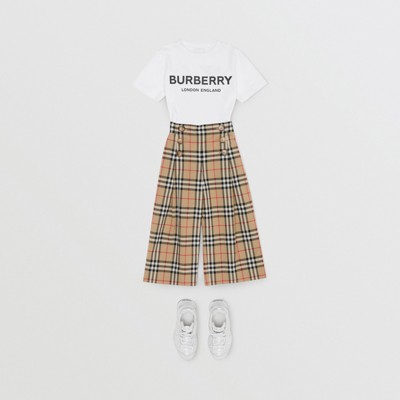 satin trim vintage check cotton trousers