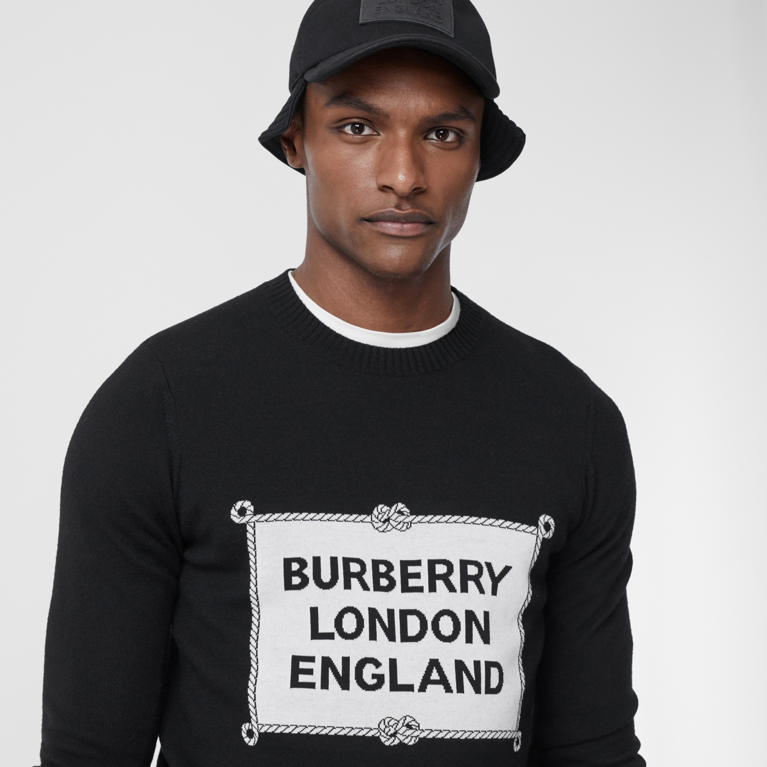 Rigging Intarsia Merino Wool Sweater in Black - Men | Burberry United ...