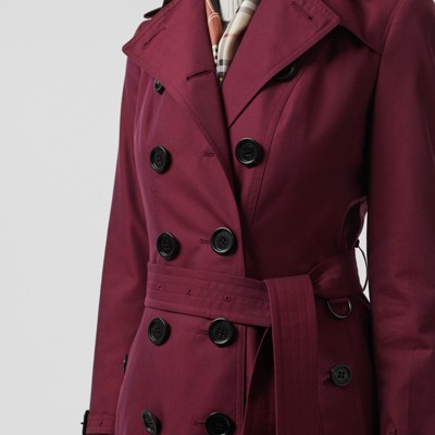 Fit Cotton Gabardine Trench Coat In Crimson