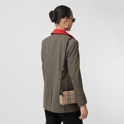burberry small vintage check and leather crossbody bag