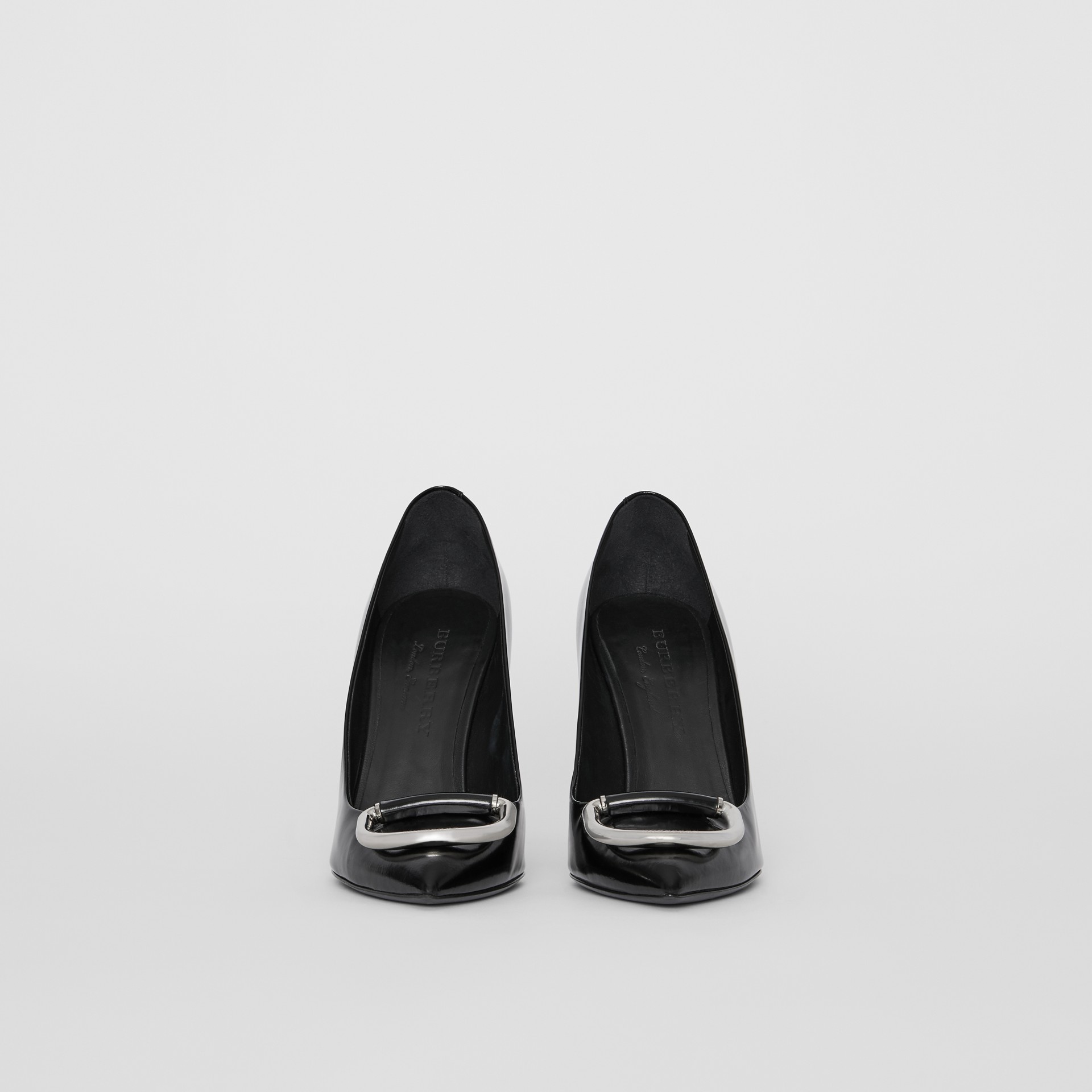 The Patent Leather D-ring Stiletto in Black/nickel - Women | Burberry ...