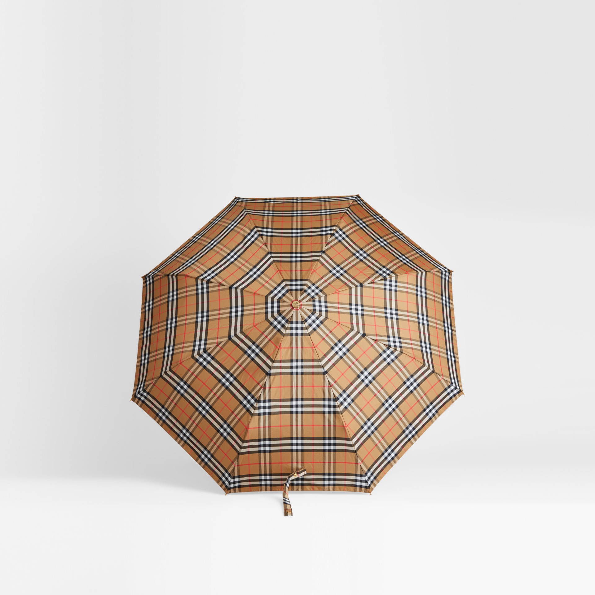 Vintage Check Folding Umbrella in Antique Yellow/honey Burberry United States
