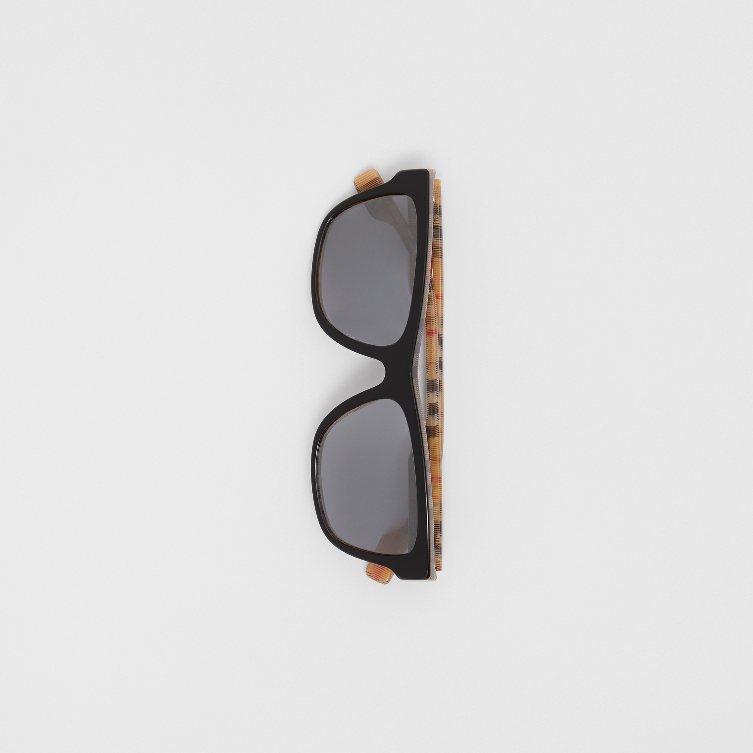 Vintage Check Detail Square Frame Sunglasses in Black/beige | Burberry® Official - 4
