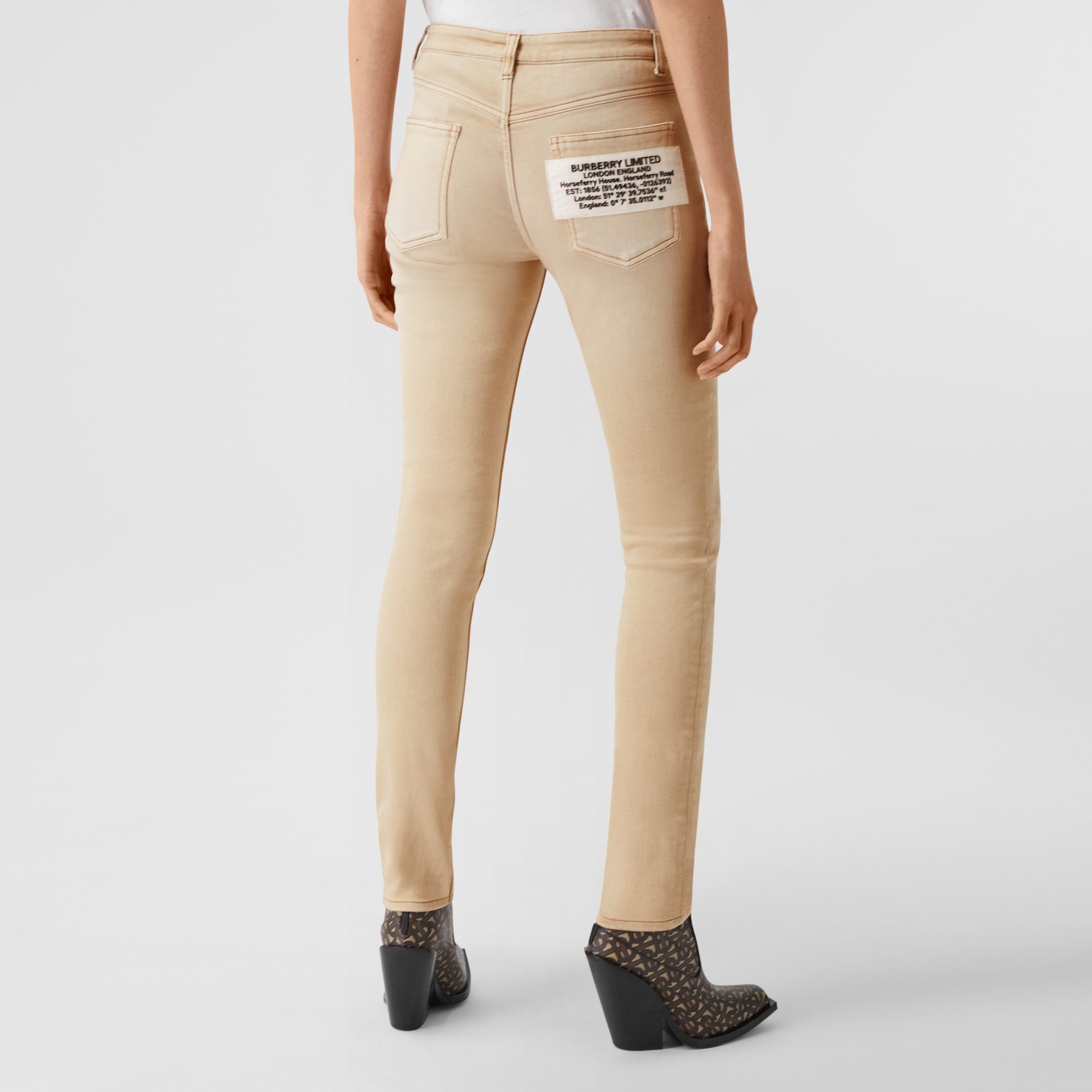 Skinny Fit Washed Japanese Denim Jeans in Honey Women Burberry