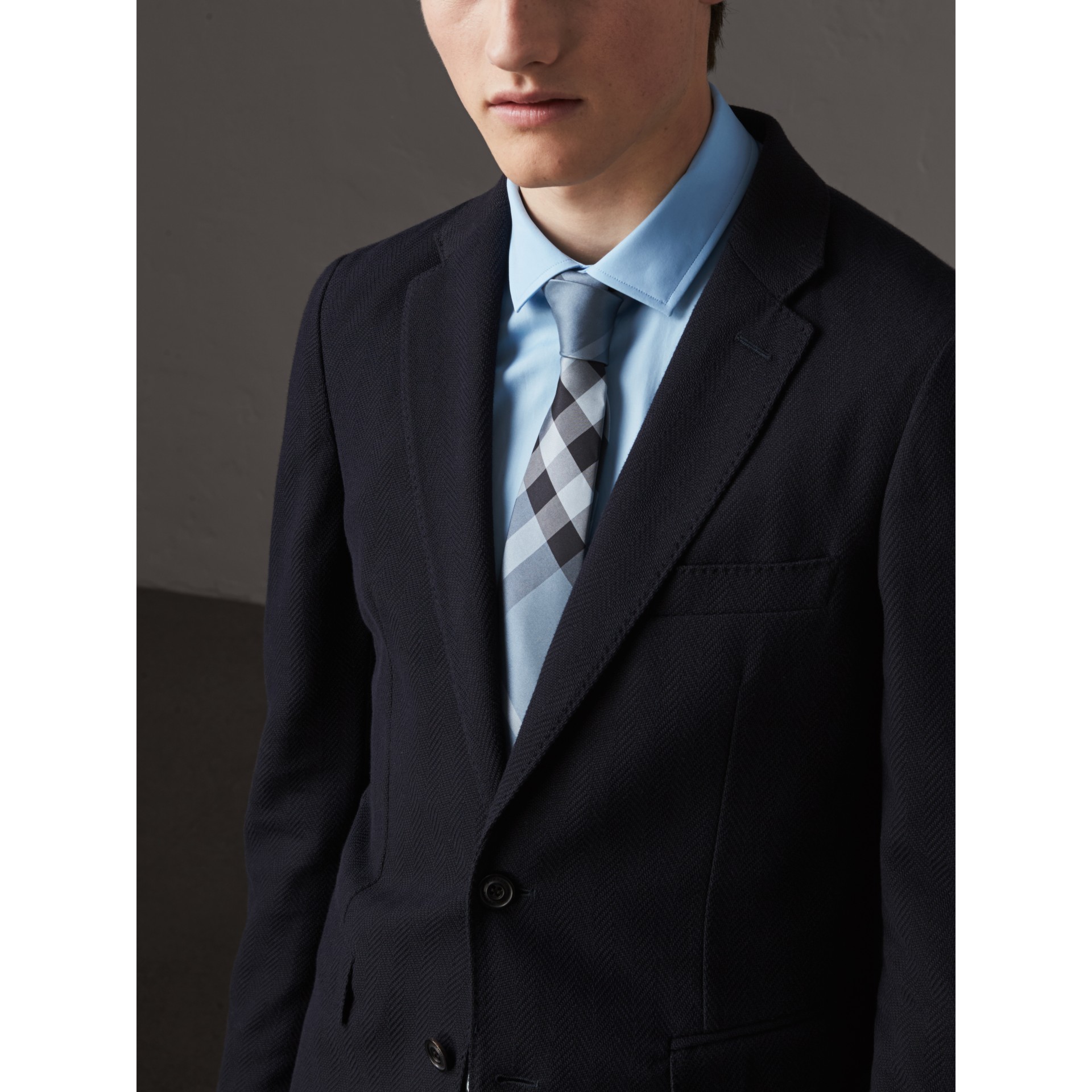 Modern Cut Check Silk Tie in Light Blue - Men | Burberry ...