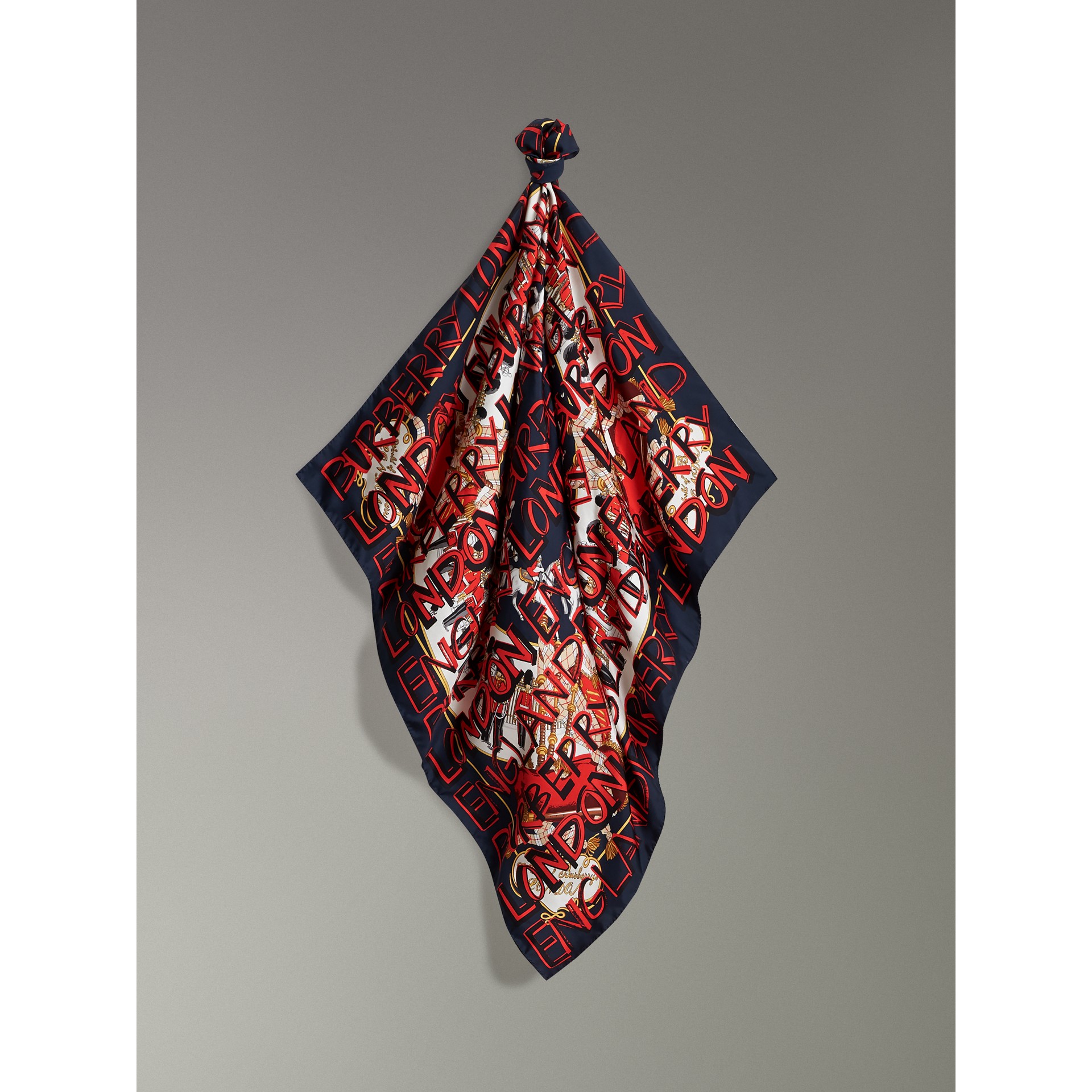 Graffiti Archive Scarf Print Silk Square Scarf In Navy Burberry United States