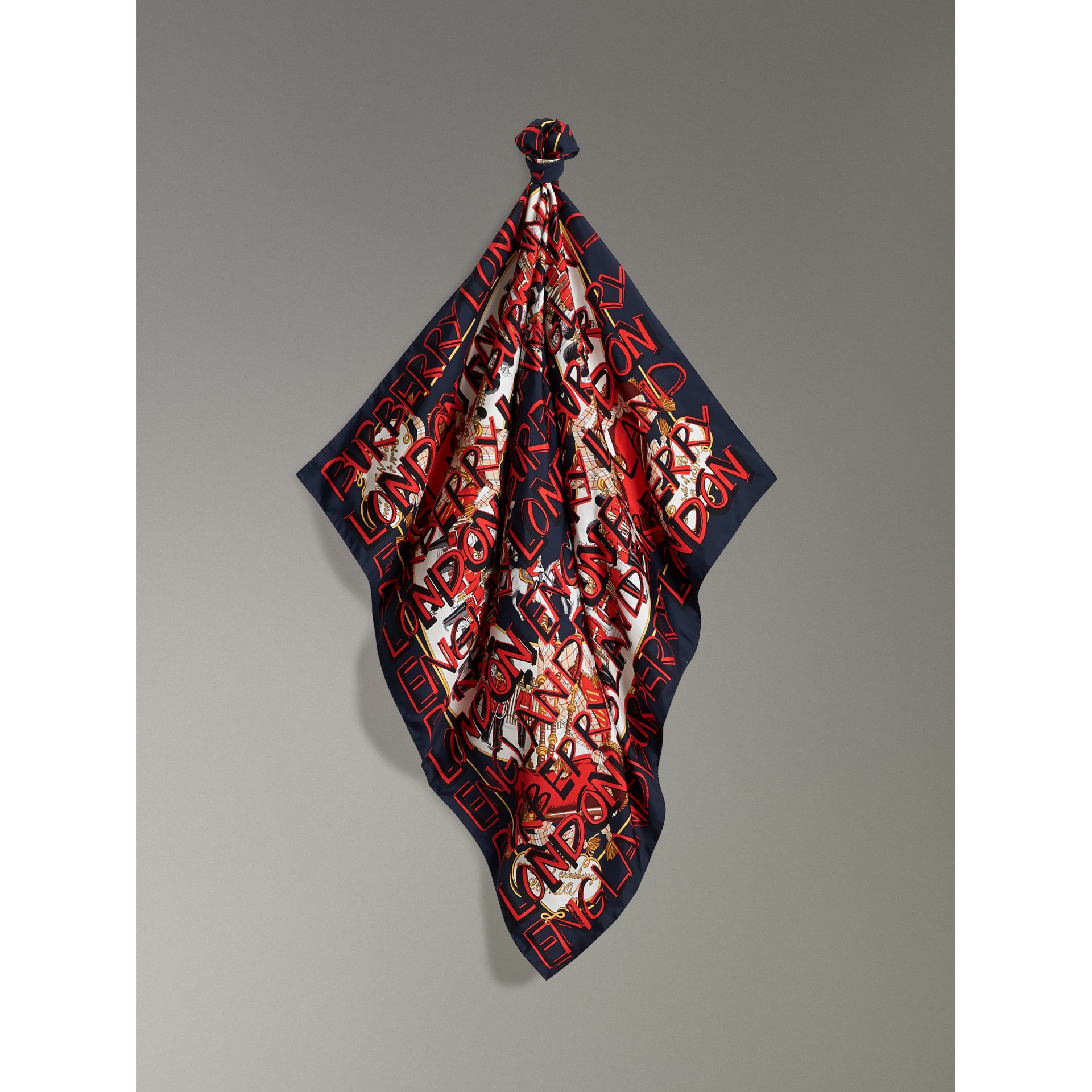 Graffiti Archive Scarf Print Silk Square Scarf In Navy Burberry United States 