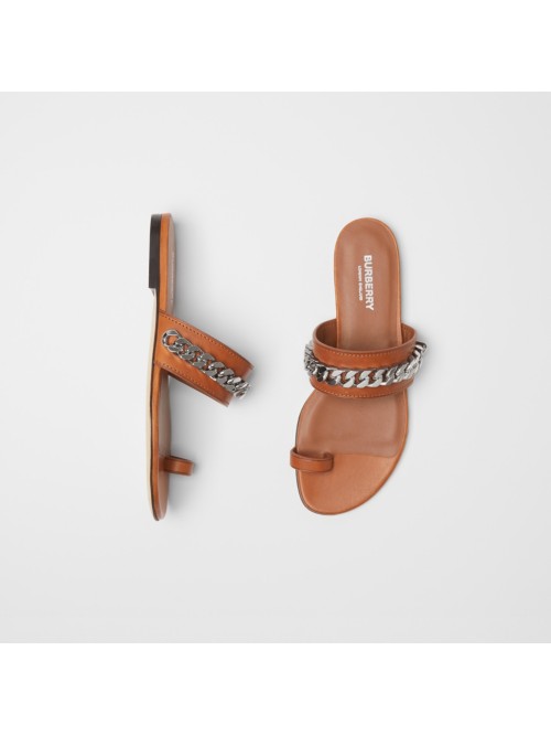 BURBERRY Chain Detail Leather Sandals