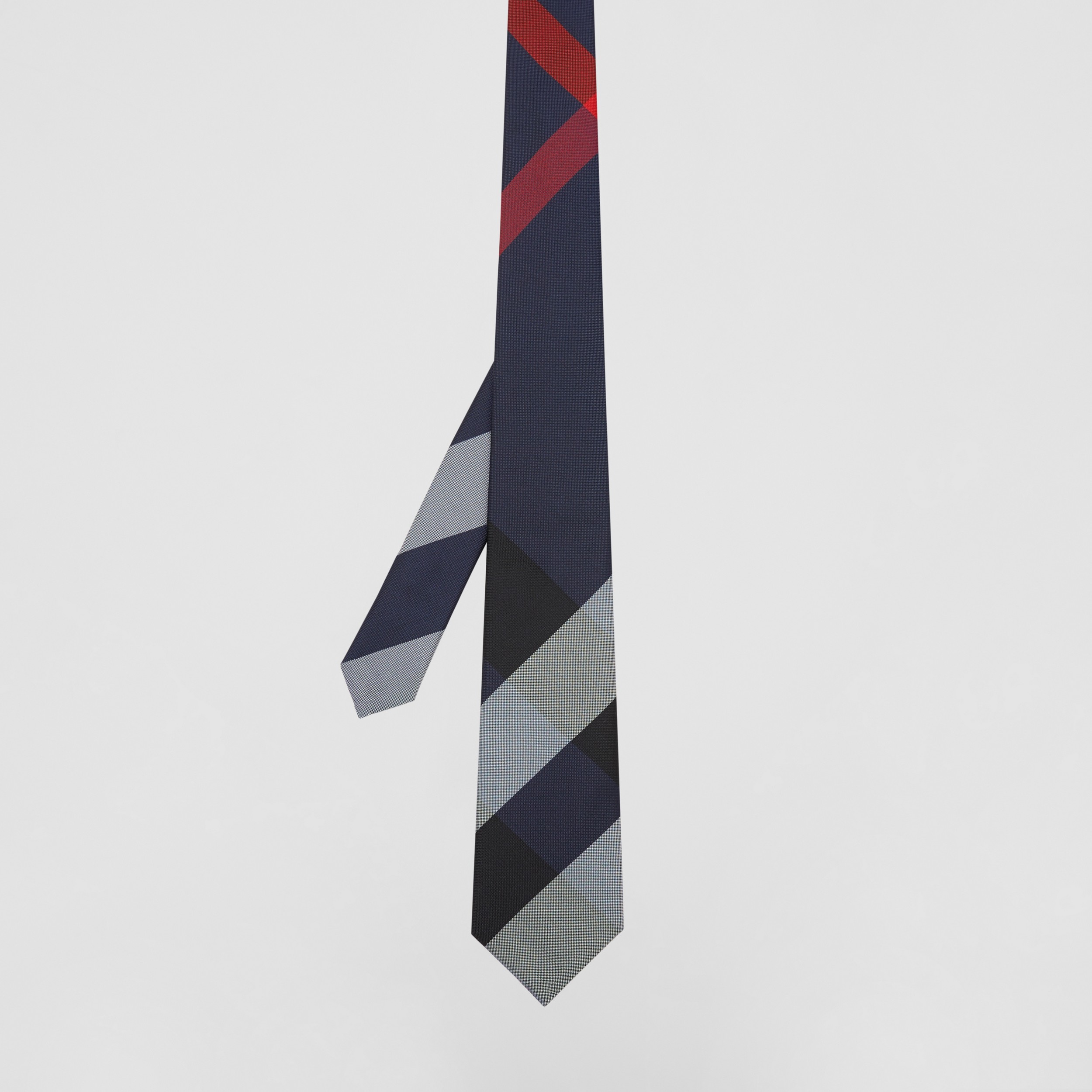 Gravata de seda com estampa xadrez grande e corte clássico (Azul-marinho) - Homens | Burberry® oficial - 4