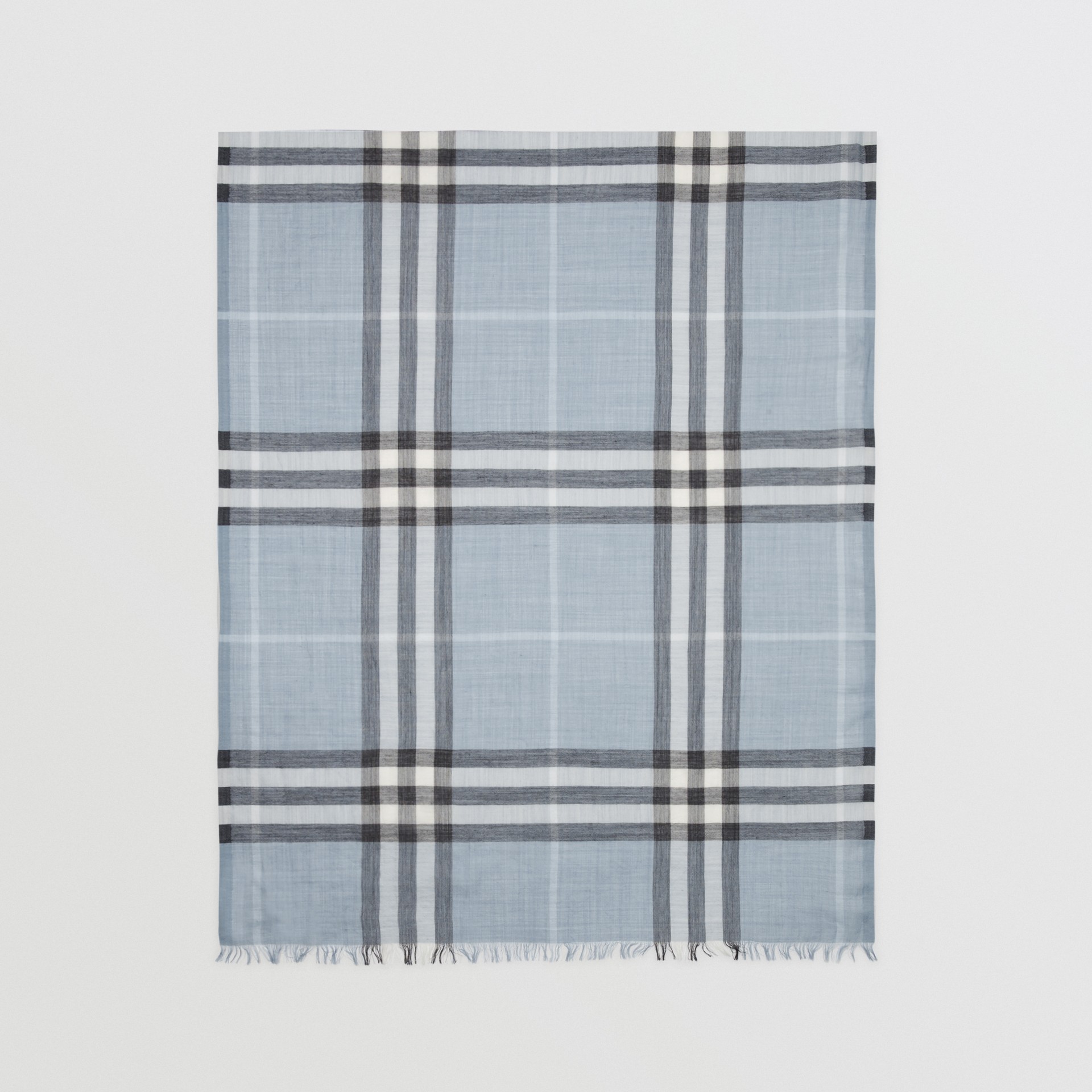 Lightweight Check Wool and Silk Scarf in Dusty Blue | Burberry United ...