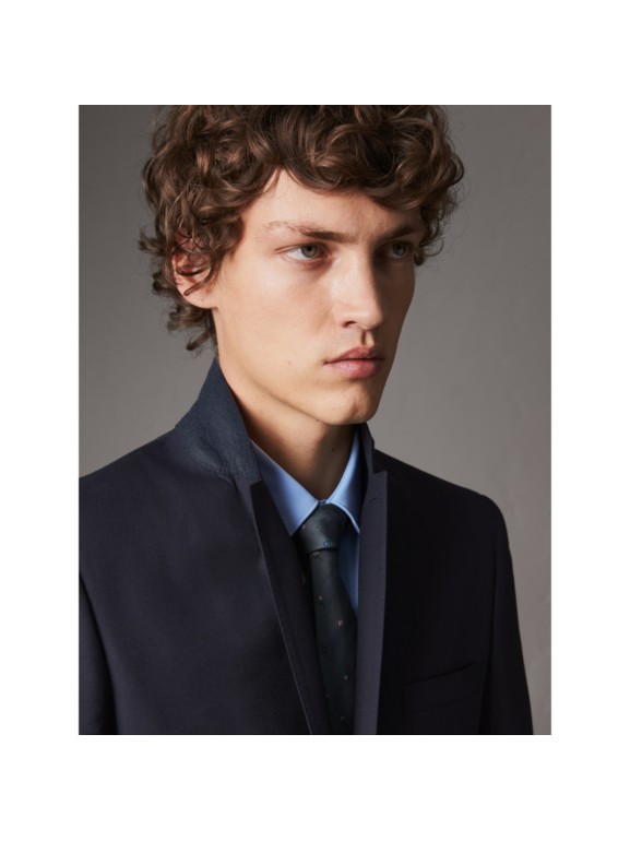 Slim Fit Wool Suit in Navy Men Burberry United States