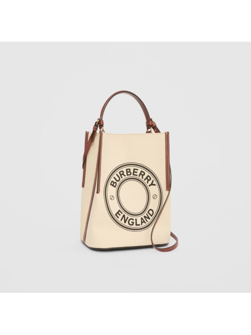 Burberry Small Logo Graphic Cotton Canvas Peggy Bucket Bag In Beige | ModeSens