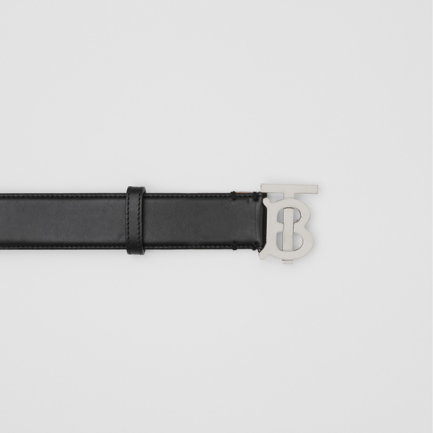 Burberry Matte Monogram Motif Leather Belt In Black