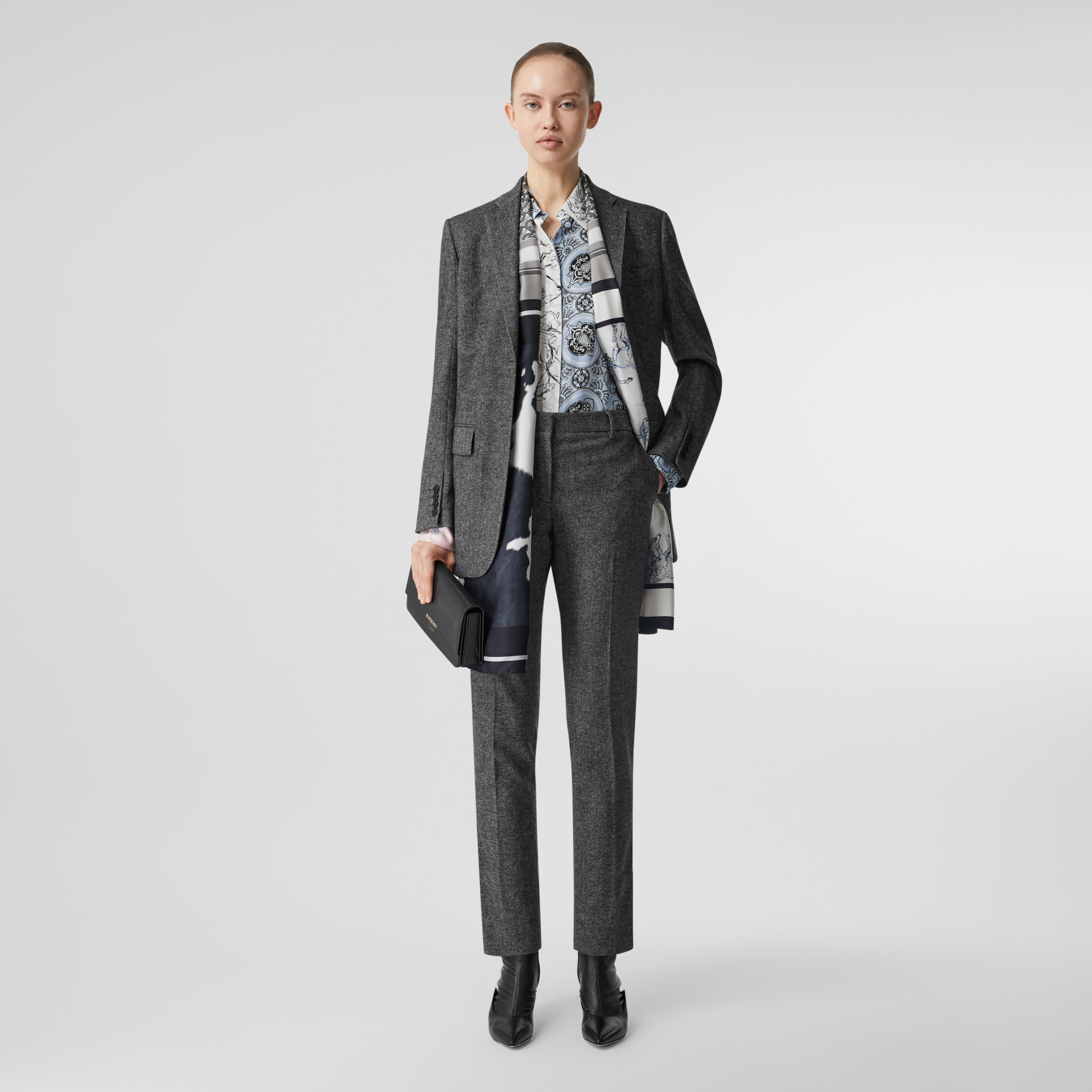 Unicorn, Monogram and Cow Print Silk Scarf in Flint Burberry United