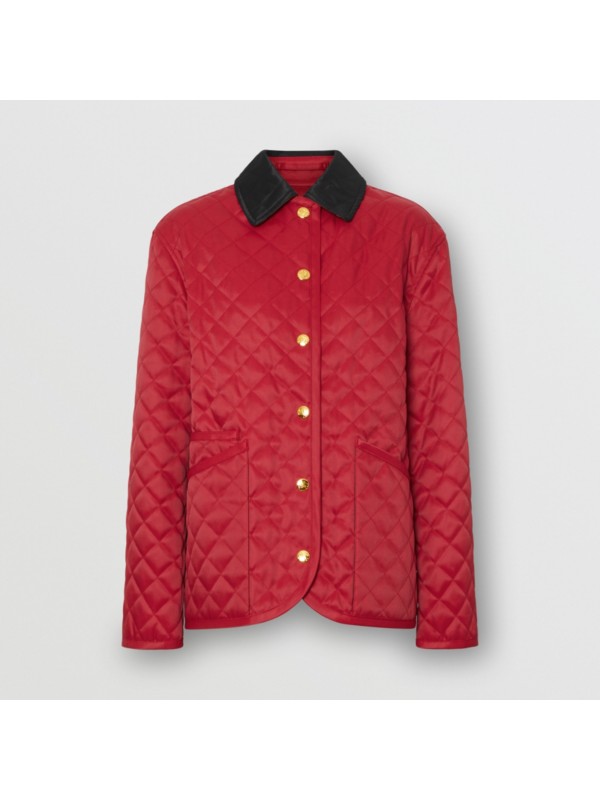 Diamond Quilted Barn Jacket in Red Women Burberry United States