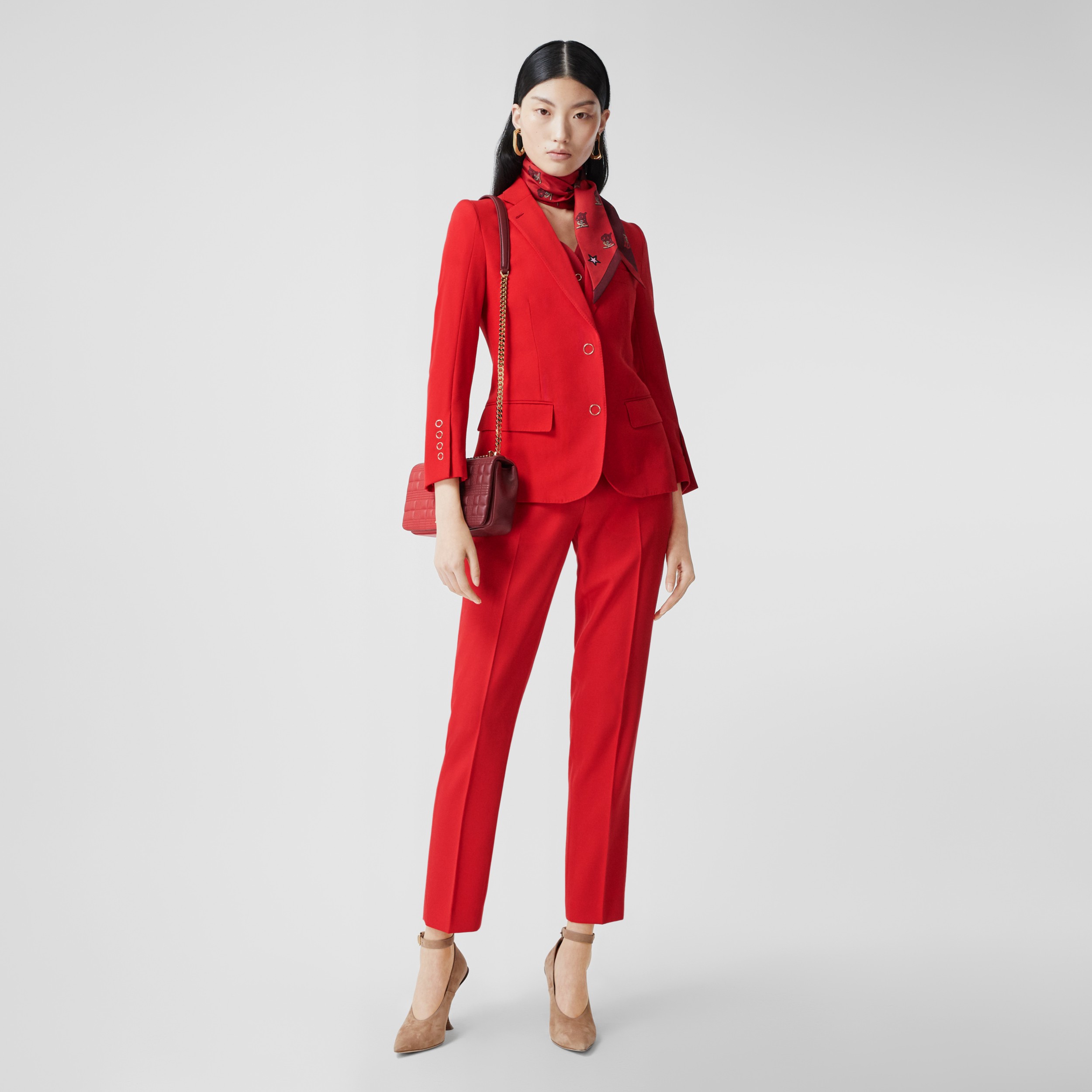 Waistcoat Panel Wool Tailored Jacket in Bright Red - Women | Burberry ...