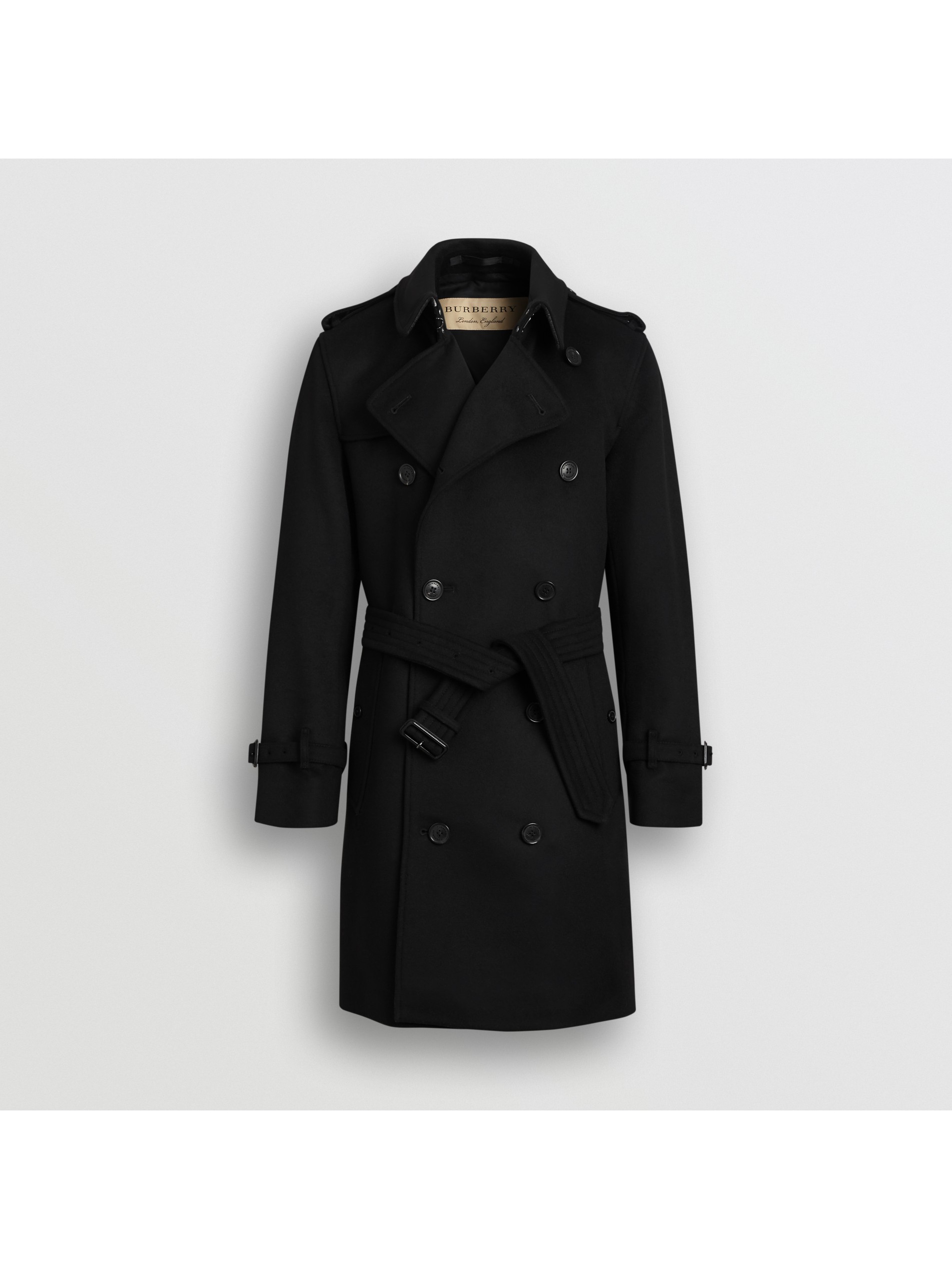 羊毛混纺 trench 风衣 (黑色) - 男士 | burberry 博柏利