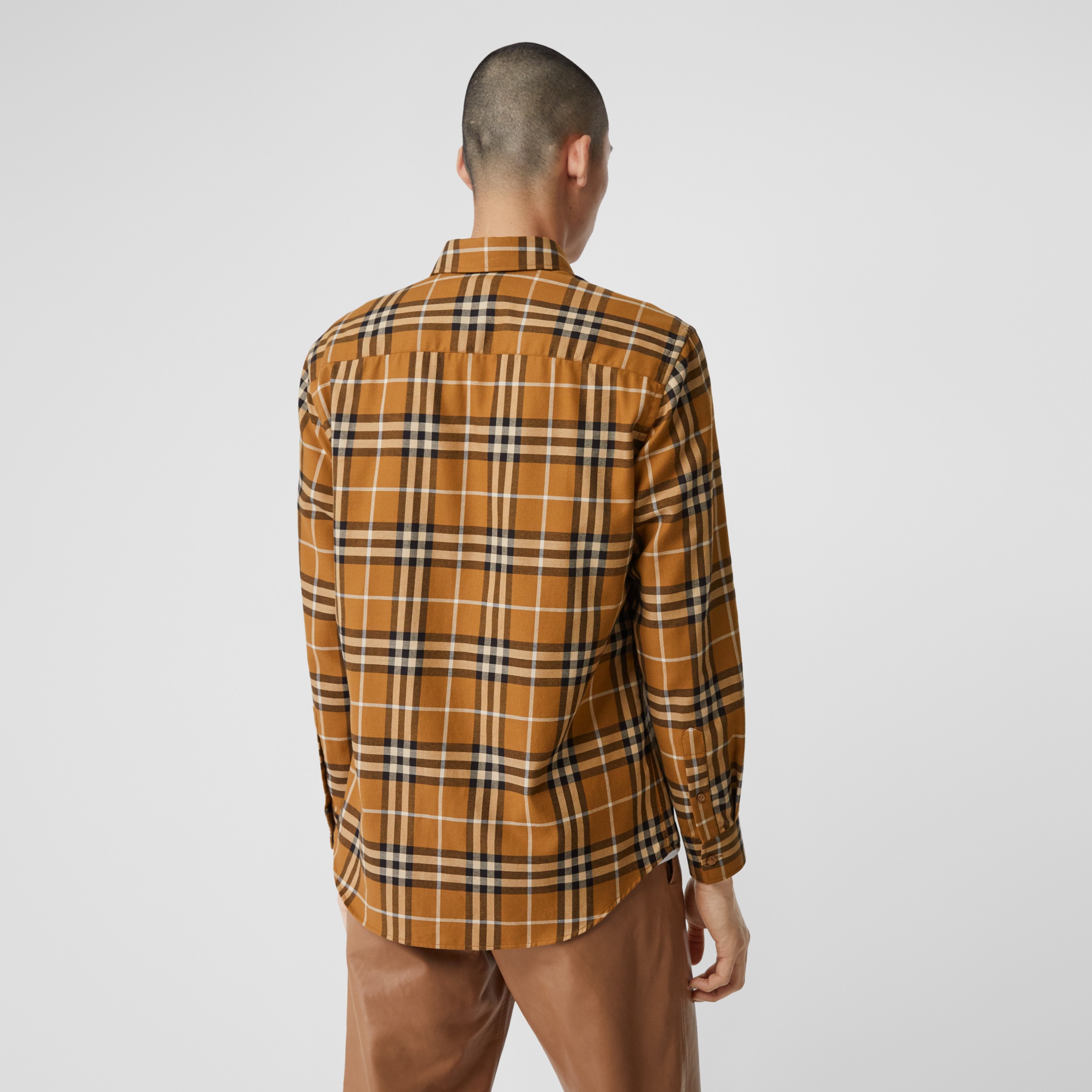 Vintage Check Cotton Flannel Shirt in Warm Walnut Men Burberry