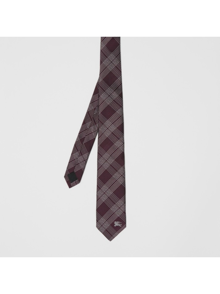 现代剪裁格纹提花丝质领带 (深莲灰色) - 男士 | burberry 博柏利