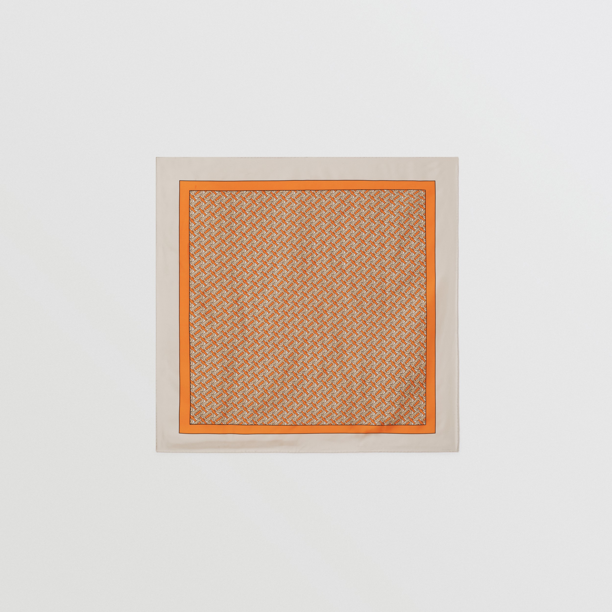 Monogram Print Silk Square Scarf in Bright Orange - Women | Burberry ...