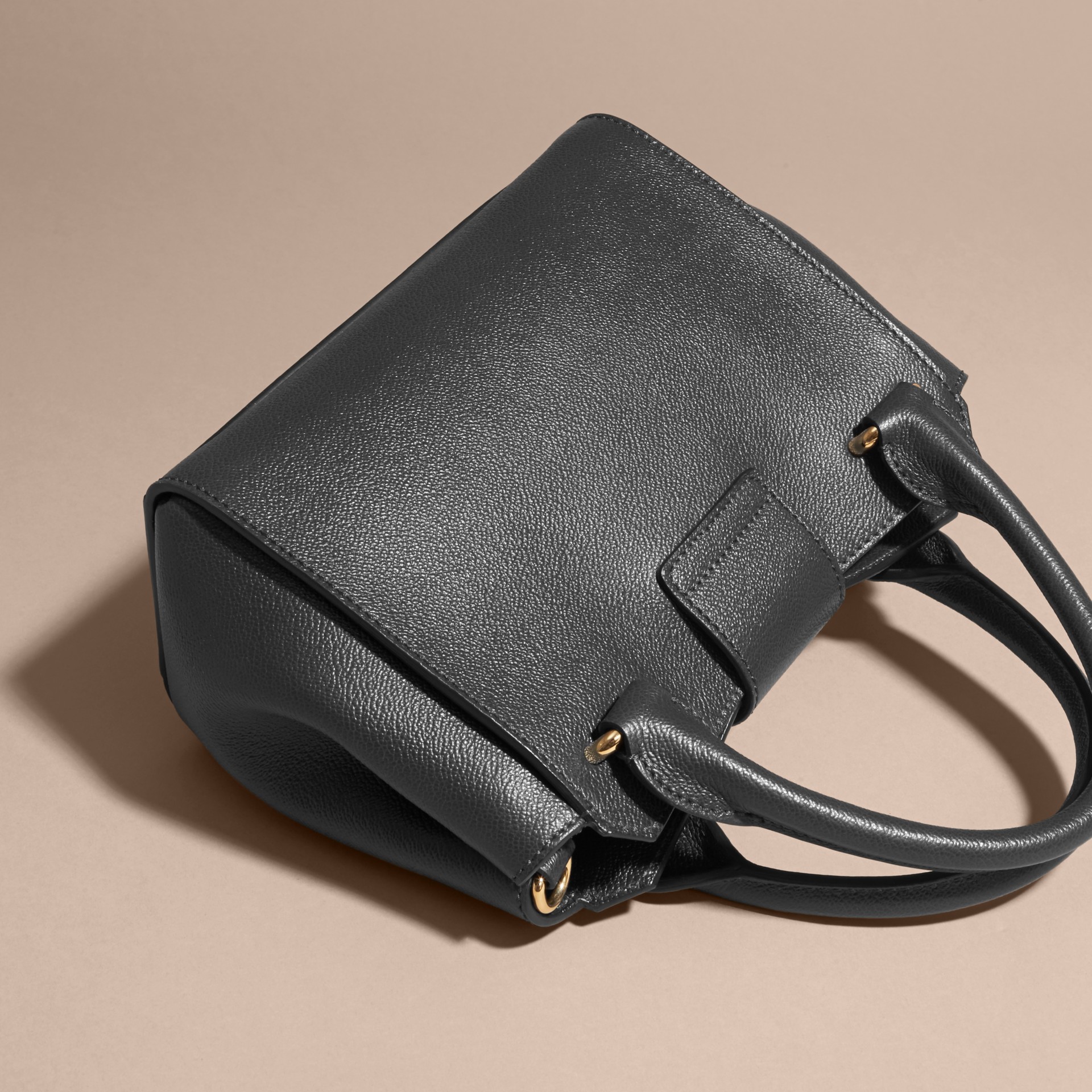 The Small Buckle Tote in Grainy Leather Black Burberry