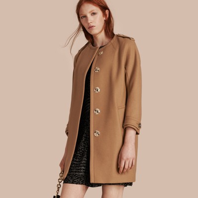 Technical Wool Cashmere Blend Collarless Coat | Burberry