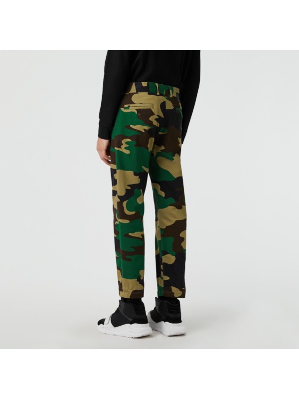 Slim Fit Camouflage Print Cotton Chinos in Forest Green - Men ...