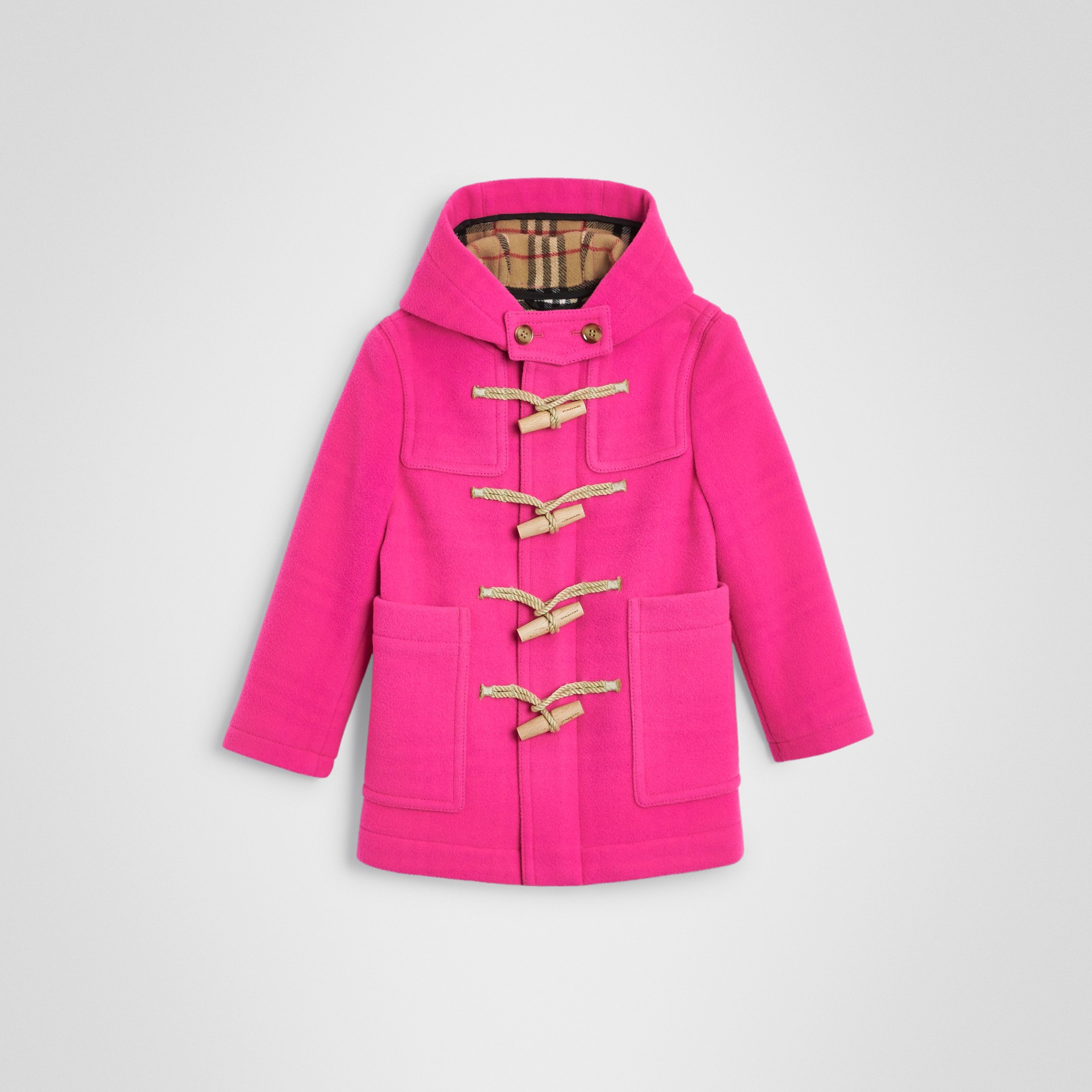 Double-faced Wool Duffle Coat in Neon Pink - Children | Burberry United ...