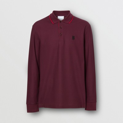 burgundy burberry polo shirt