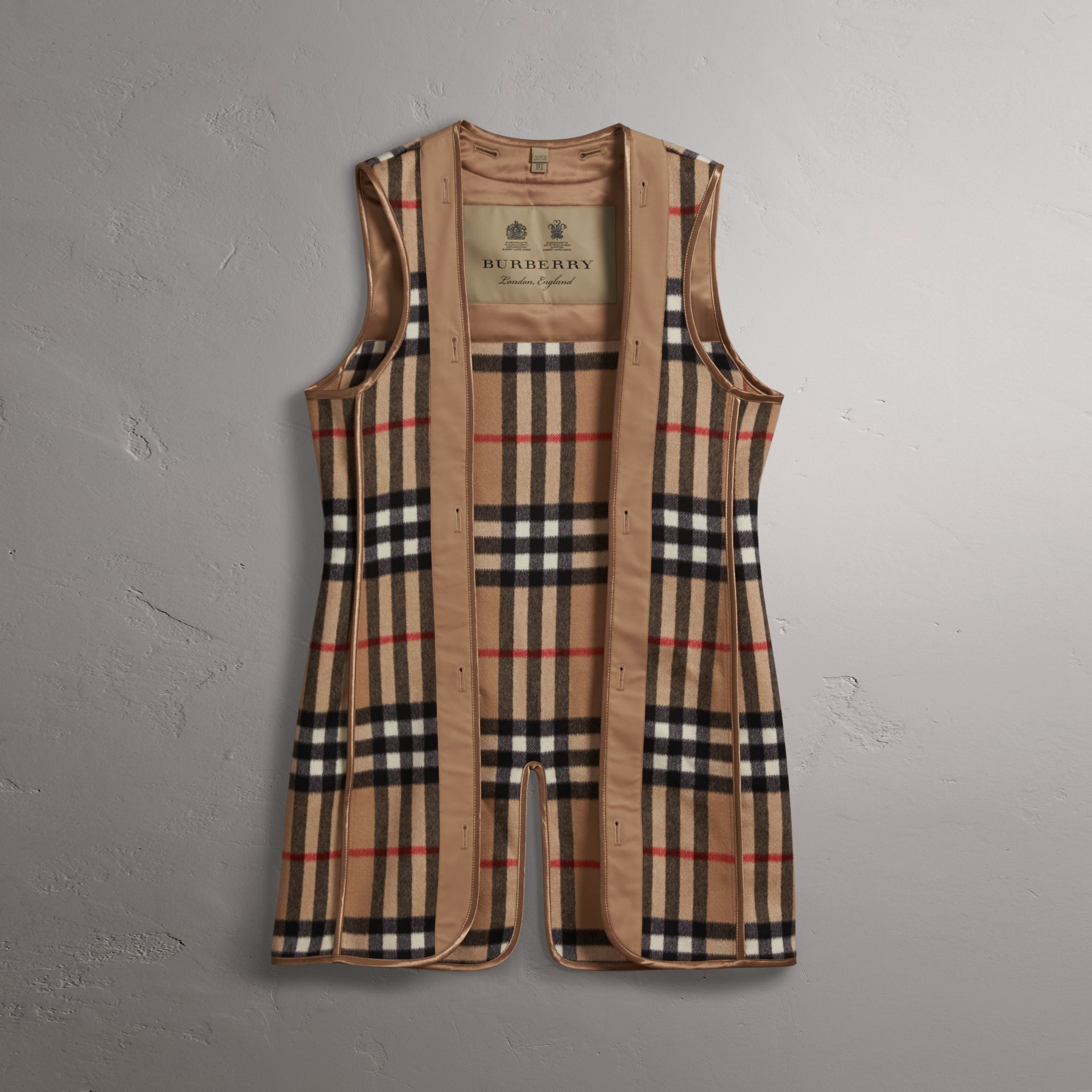 Check Cashmere Wool Warmer in Camel Women Burberry United States